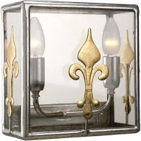 Casa Padrino Luxus Barock Wandleuchte Silber / Gold 23 x 11 x H. 23 cm - Lampe murale élégante avec lys français décoratif - Luminaires baroques