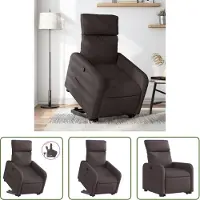 The Living Store Fauteuil relax avec releveur Tissu marron foncé