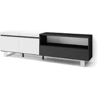 Skraut Home COZY Meuble TV, Banc Télé, 200x35x57cm, Pour les TV jusqu'à 80", Blanc et noir