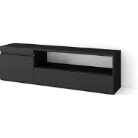 Skraut Home COZY Meuble TV, Banc Télé, 150x35x45cm, Pour les TV jusqu'à 65", Meubles de salon, Noir