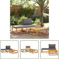 The Living Store Ensemble de canapés de jardin 3 pièces avec coussins en bois massif d'acacia