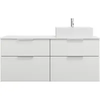 Burgbad Eqio meuble sous-lavabo avec plan de toilette, découpe à droite, 4 tiroirs, largeur 1400mm, SGUU140RF2009G0146