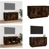 vidaXL Armoire TV chêne fumé 80x35x45 cm Bois composite - Armoire TV - Meubles TV - Support TV