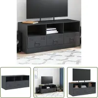 The Living Store Armoire TV anthracite 99x39x44 cm Acier