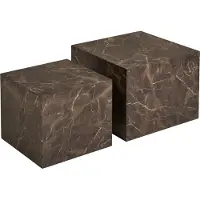 Noname Nuuk table basse lot de 2Reproduction marbre brun.