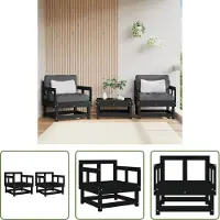 The Living Store Chaises de jardin 2 pcs noir pin massif