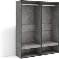 Skraut Home COZY Armoire Vestiaire ouvert, 120x35x145 cm, Chambre à coucher, Vêtement, Dressing, Ciment