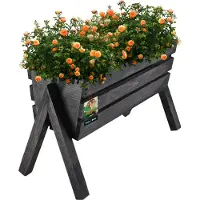 KOTARBAU Bac à fleurs sur pieds 40,5 x 18 x 28,5 cm Noir Herbes aromatiques Bac à plantes en bois Bac à plantes surélevé pour terrasse et balcon Bac à légumes surélevé