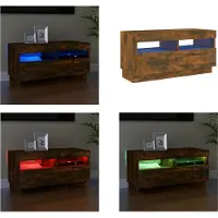 vidaXL Armoire TV avec lampes LED chêne fumé 80x35x40 cm - Armoire TV - Meubles TV - Supports TV