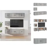 vidaXL Ensemble de 7 meubles TV Gris Sonoma Bois composite - Meubles TV