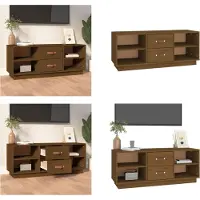 vidaXL Armoire TV Marron Miel 100x34x40 cm Pin massif - Armoire TV - Meubles TV - Supports TV