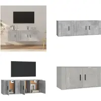 vidaXL 2 pcs. Set d'armoire TV gris béton bois composite - Set d'armoire TV - Armoire TV - Support TV