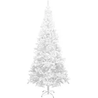 vidaXL Sapin de Noël artificiel avec éclairage Boules L 240 cm Blanc - Sapins de Noël