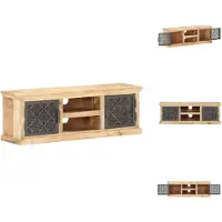 vidaXL Meuble TV avec portes en acier 120x30x40 cm Bois massif de manguier - Meuble TV