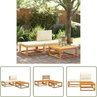 The Living Store Ensemble de canapés de jardin 3 pièces avec coussins en bois massif d'acacia