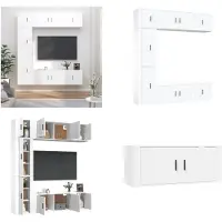 vidaXL 7 pcs. Ensemble d'armoires TV blanc en bois composite - Ensemble d'armoires TV - Ensemble d'armoires TV - Meuble-paroi