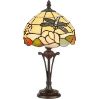 Casa Padrino Luxe Lampe de Table Tiffany Multicolore Ø 25 x H. 47 cm - Lampe Tabouret Tiffany - Lampe de Bureau Tiffany - Luminaires Tiffany - Intérieur de luxe - Luminaires de luxe