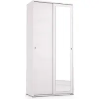 Dmora Abduhl - Armoire 2 Portes, 90x195h cm Blanc, 2 Étagères Italy