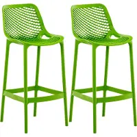 CLP Ensemble de 2 tabourets de bar , modèle Air, en plastique, avec dossier, résistants aux intempéries et aux UV, capacité jusqu'à 160 kg | Couleur : vert