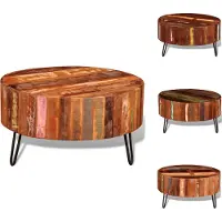 vidaXL Table basse ronde en vieux bois - Tables basses