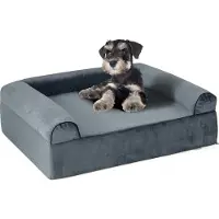 Costway Lit orthopédique pour chien, canapé pour chien avec bords latéraux, antidérapant lavable, mousse à mémoire de forme, lit pour chat canapé pour chat intérieur 102x81x30,5cm