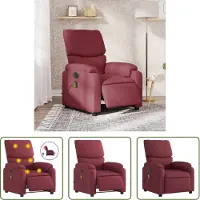 The Living Store Fauteuil de massage électrique vin rouge tissu