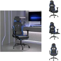 vidaXL Chaise de jeu avec massage & repose-pieds Noir & Bleu Similicuir - Fauteuil de jeu