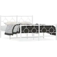 vidaXL Cadre de lit avec tête et pied de lit en métal blanc 140x190 cm