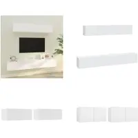 vidaXL 4 pcs. Ensemble d'armoires de télévision blanc en bois composite - Ensemble d'armoires de télévision - Ensembles d'armoires de télévision - Meuble-paroi