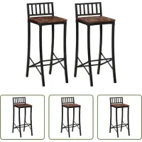 The Living Store Chaises de bar 2 pcs. Vieux bois massif