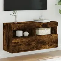 Prolenta Maison Exclusive - Meuble TV avec éclairage LED, chêne fumé, 80 x 30 x 40 cm