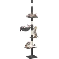 Springos Arbre à chat Griffoir pour chat Creux de repos du sol au plafond Hauteur réglable 240 cm - 265 cm