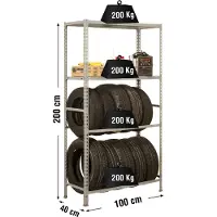 Simonauto Garage Plus 4/400 Metal Shelf 2000x1000x400 Mm Argenté