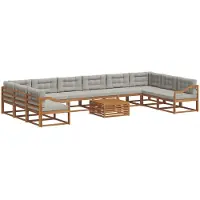 vidaXL Ensemble de canapés d'extérieur avec coussins 11 pièces Naturel et gris clair