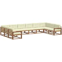 vidaXL Ensemble de canapés d'extérieur avec coussins 10 pièces Nature et Crème