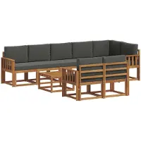 vidaXL Ensemble de salon de jardin 9 pièces, couleurs : naturel et anthracite