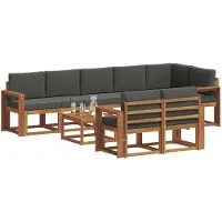 vidaXL Ensemble de salon de jardin 9 pièces, couleurs : naturel et anthracite
