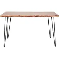 Furnlux Classic Table à manger FURNLUX Bord Acacia Et Noir 130 cm / Couleur principale : Marron / Dimensions : 130 x 77 x 70 cm