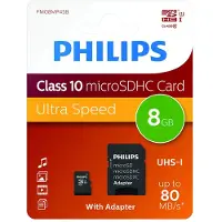 Philips Micro-SDHC-Card 8GB Class 10, UHS-I U1, avec adaptateur