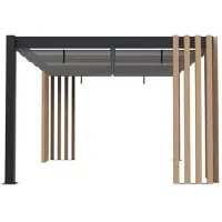Sojag Pergola indépendante Sojag Lito 1012 3 x 3,5 m avec voile d'ombrage aspect bois