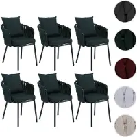 Mendler Lot de 6 chaises de salle à manger en aluminium HWC-P89, chaise d'intérieur avec accoudoirs, tissu/textile (180 g/m²) tressage en corde vert