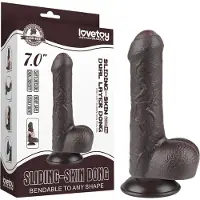 Lovetoy Sliding-Skin - gode ceinture avec testicules - double couche - 18,3cm