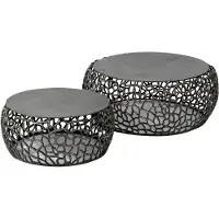 Furnlux Classic Table basse FURNLUX Labyrinth Noir 75 cm (2 pièces) / Couleur principale : noir / Dimensions : 75 x 30 x 75 cm