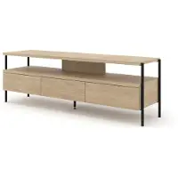 Furnlux Classic Meuble TV FURNLUX Libelle Chêne Et Noir 150 cm / Couleur principale : beige / Dimensions : 150 x 51 x 42 cm