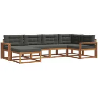 vidaXL Ensemble de canapés d'extérieur avec coussins 6 pièces Nature et Anthracite