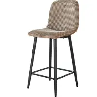 Furnlux Classic Tabouret de bar FURNLUX Rippe brun sable et noir 45 cm / Couleur principale : beige / Dimensions : 45 x 99 x 50 cm