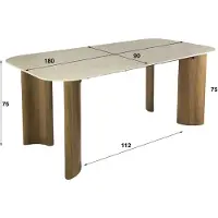 Furnlux Classic Table à manger FURNLUX Romano beige et chêne 180 cm / Couleur principale : beige / Dimensions : 180 x 76 x 90 cm