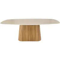 Furnlux Classic Table à manger FURNLUX Romano beige et chêne 215 cm / Couleur principale : beige / Dimensions : 215 x 77 x 105 cm