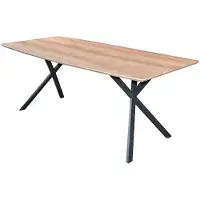 Furnlux Classic Table à manger FURNLUX 3D chêne et noir 160 cm / Couleur principale : beige / Dimensions : 160 x 76 x 90 cm