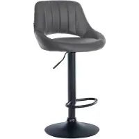 CLP Tabouret de bar Milet, revêtement en similicuir, réglable en hauteur, pivotant, avec dossier | Couleur : gris, structure : noir